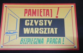 Czysty Warsztat Biezpieczna Praca- tablica PRL