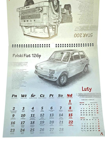 Pojazdy PRLu 2026 kalendarz ścienny na spirali