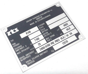 ZTS 8145 tabliczka znamionowa