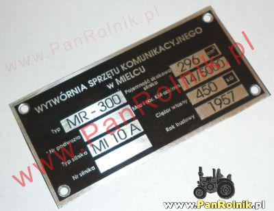 Mikrus MR 300 Mielec WSK tabliczka znamionowa