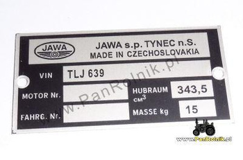 JAWA 350 TS CZ tabliczka znaminonowa