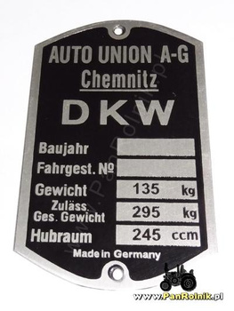 DKW 245 ccm Chemnitz tabliczka znamionowa