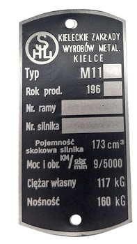 SHL M11 tabliczka znamionowa nr.4