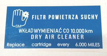 Polonez FSO naklejka filtra powietrza- filtr powietrza Polonez