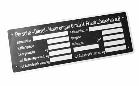 Porsche trakator AP 18, 218, JUNIOR, A122, 308 INNE  tabliczka znamionowa