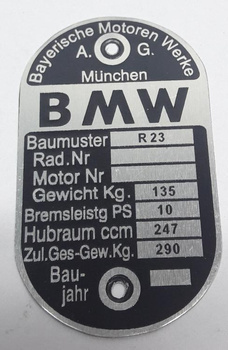 BMW R23 tabliczka znamionowa