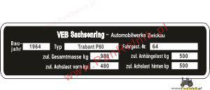 Trabant P60 tabliczka znamionowa (typenschild)