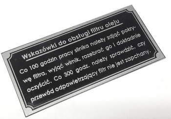 Ursus C 328 tabliczka opisowa Filtr Oleju