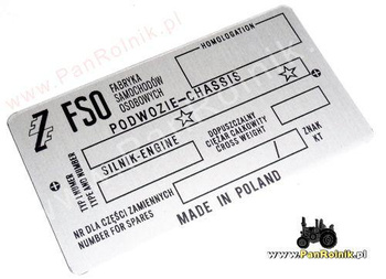 Zastava 1100 tabliczka znamionowa