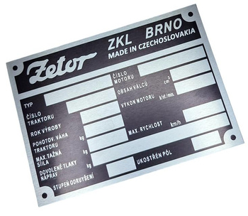 Zetor 2011 2511 3011 4011 4511  5545  tabliczka znamionowa