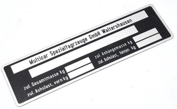 Multicar tabliczka znamionowa nowsza