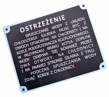 Uaz 469 tabliczka spuszczanie wody z układu