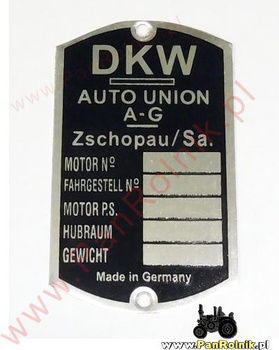 DKW (Zschopau/Sa.) uniwersalna tabliczka znamionowa
