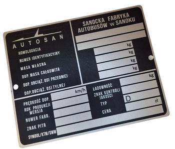 Autosan D 732 D732 D83 D 83 przyczepa) tabliczka znamionowa