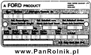 Ford Capri nr. 3 tabliczka znamionowa