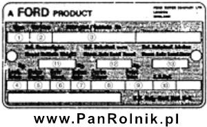 Ford Capri nr. 3 tabliczka znamionowa