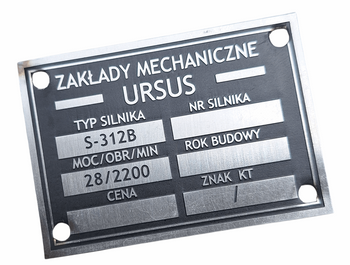 Ursus C 328 (ciągnik) tabliczka znamionowa silnika typ S-312B
