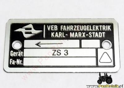 Tabliczka znamionowa iskrownika ZS 3