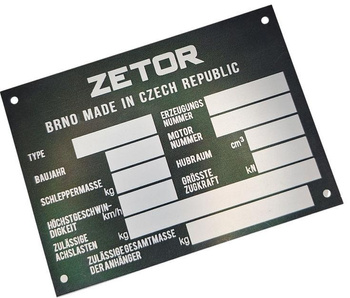 Zetor tabliczka znamionowa nowszy typ