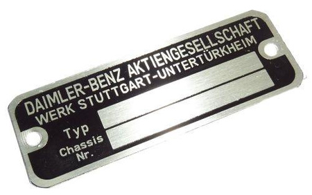 Mercedes 190 SL tabliczka kasty (wersja USA)