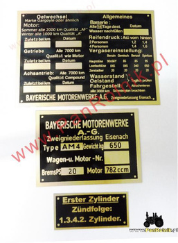 BMW AM4 tabliczki opisowe/znamionowe (typenschild, dataplate)