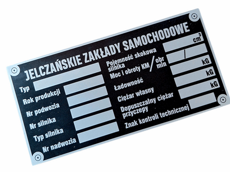 Jelcz pusta tabliczka znamionowa
