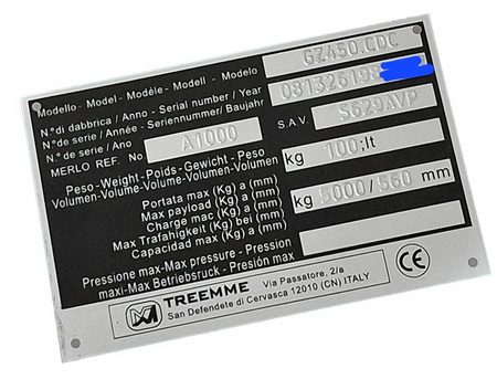 Tremme tabliczka znamionowa tłoczona