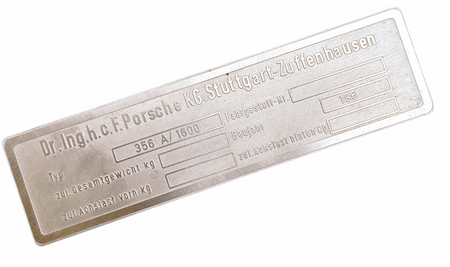 Porsche 356 A/1600 tabliczka znamionowa