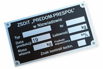 Niewiadów Predom Prespol tabliczka znamionowa pusta