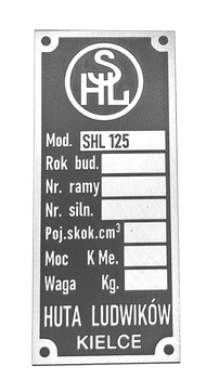 SHL 125 M04 U 48 tabliczka znamionowa (wersja kielecka)