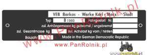 Barkas B1000KB tabliczka znamionowa