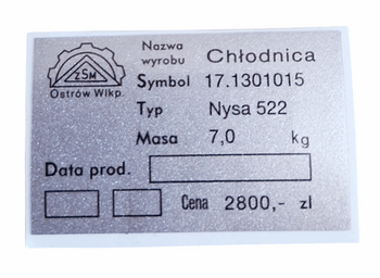 Nysa 522 naklejka znamionowa na chłodnicę chłodnica