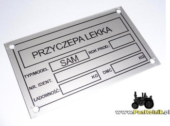 Sam przyczepa lekka tabliczka znamionowa