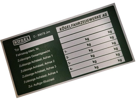 Kogel tabliczka znamionowa