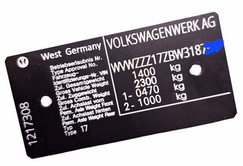 Volkswagen Golf Mk1 Typ 17 tabliczka znamionowa + VIN