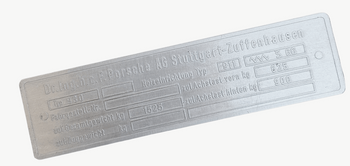 Porsche 930 tabliczka znamionowa