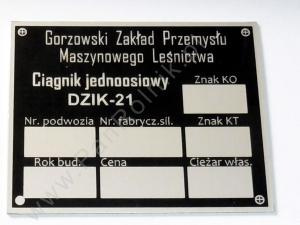 Dzik 21 tabliczka znamionowa