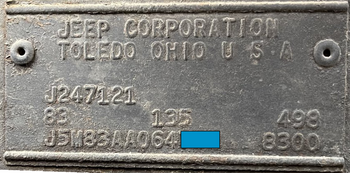 Jeep Cj7 tabliczka znamionowa tłoczona