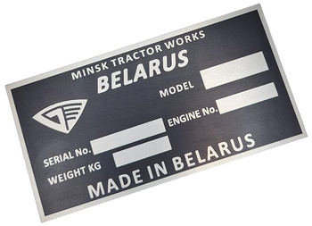 MTZ Białoruś tabliczka znamionowa nowszy typ
