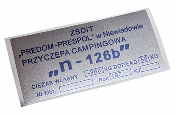 Niewiadów N 126B  naklejka znamionowa pierwsza seria