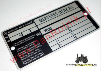 Mercedes Benz- tabliczka znamionowa W107, W108, W109, W110