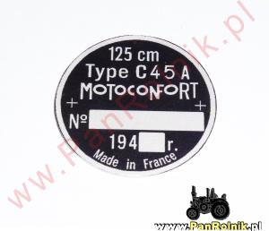 Motoconfort 125 cm Type C45A tabliczka znamionowa