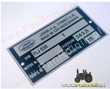 Jawa TS 350 TYP 638 Twin Sport tabliczka znamionowa